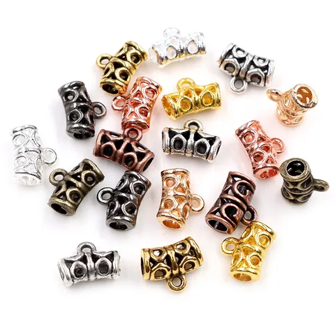 Vintage Alloy Hollow Bail Beads Jewelry Connectors For DIY Necklace Bracelet Making Flower Geometric Pattern Findings