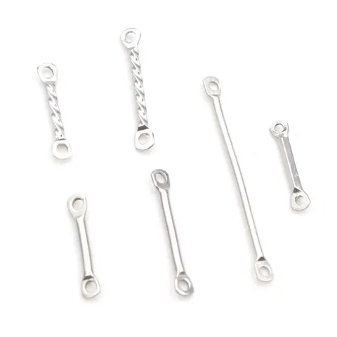 Stainless Steel Bar Connector For DIY Jewelry Making Double Eye Connecting Rod Smooth Twisted Metal Bars For Earrings Hairpin