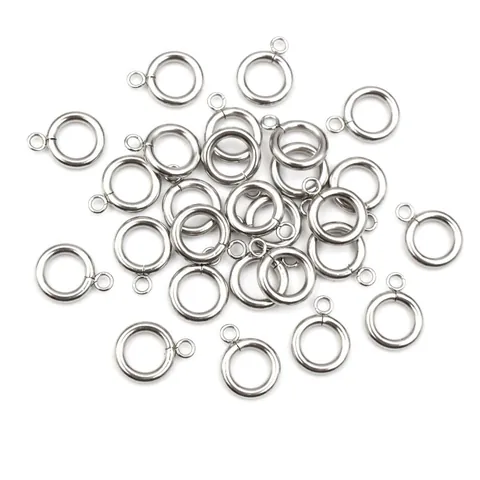 Fermoir Anneau à Ressort Rond en Acier Inoxydable pour Fabrication Bijoux DIY Connecteur Boucle Avec Trou Suspension Argent Métal