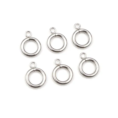 Fermoir Anneau à Ressort Rond en Acier Inoxydable pour Fabrication Bijoux DIY Connecteur Boucle Avec Trou Suspension Argent Métal