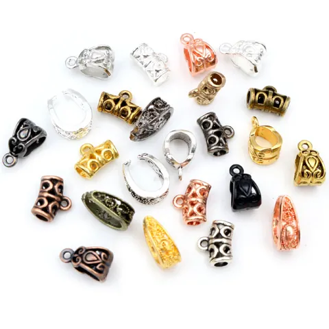 Retro Hollow Zinc Alloy Pinch Bails Pendant Connectors Antique Filigree Bail Beads For DIY Jewelry Making Findings Necklace Bracelet Accessories