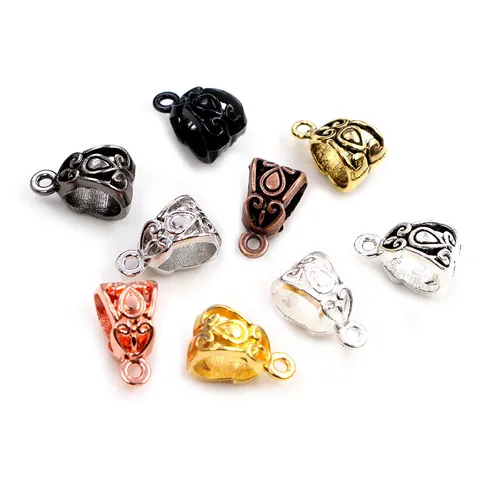 Retro Hollow Zinc Alloy Pinch Bails Pendant Connectors Antique Filigree Bail Beads For DIY Jewelry Making Findings Necklace Bracelet Accessories