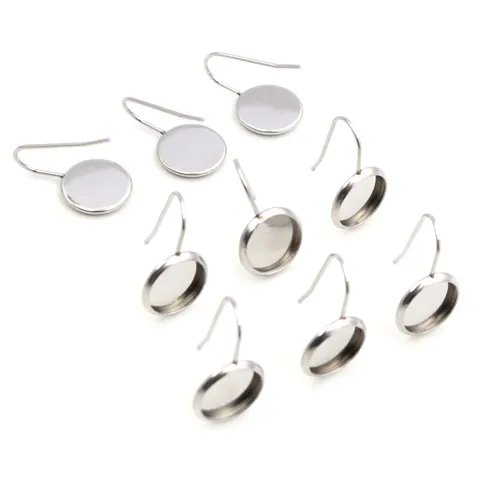 Stainless Steel Earring Base Trays DIY Jewelry Making Findings Stud Earring Settings Round Blank Trays Hooks Components Gold Rose Gold Steel