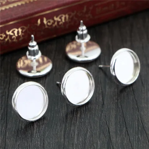 Round Flat Tray Earring Post Base Iron DIY Jewelry Making Findings Accessories For Stud Earrings Making For Women