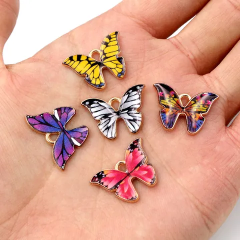 Butterfly Drip Oil Enamel Alloy Pendants Colorful Insect Charms For DIY Necklace Earrings Jewelry Making Accessories Craft Supplies