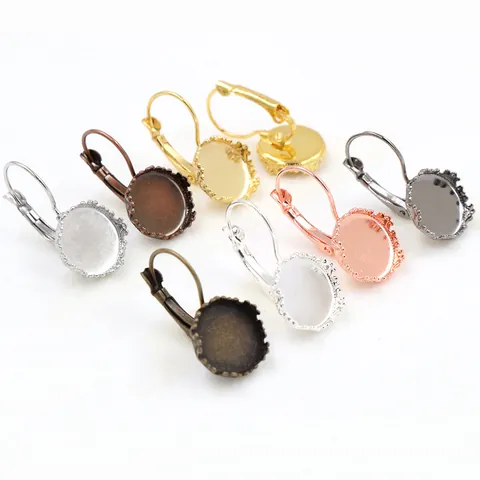 Dormeuses Françaises en Cuivre pour Création de Bijoux DIY Plateau de Base Couronne Ronde Supports Boucles d'Oreilles