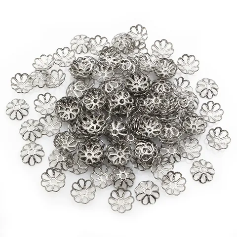 Vintage Hollow Flower Bead Caps Stainless Steel For DIY Jewelry Making Spacer Beads Findings Craft Accessories Gold Steel