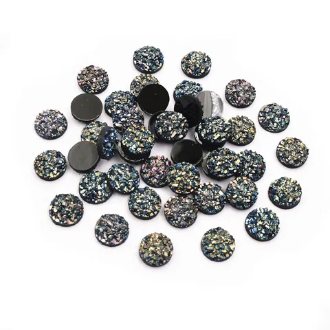 Round Resin Druzy Rhinestones Flatback Mineral Cluster Sparkle AB Purple DIY Jewelry Craft Accessories For Women Earrings Hair Clips Decoration