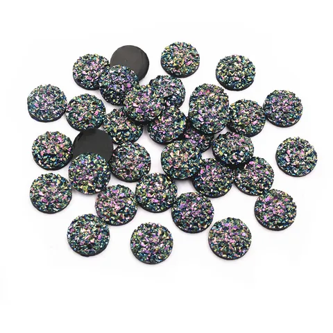Round Resin Druzy Rhinestones Flatback Mineral Cluster Sparkle AB Purple DIY Jewelry Craft Accessories For Women Earrings Hair Clips Decoration