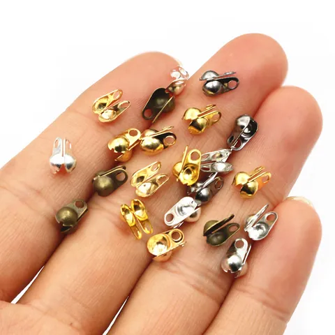 Iron Clamshell Bead Tips Double Loop Knot Covers For DIY Necklace Bracelet Jewelry Making Findings Connector Accessory