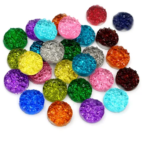 Accessoires de Cabochon en Résine Druzy Ronde à Dos Plat Pour la Fabrication de Bijoux DIY Texture Étincelante Matériaux Faits à Main