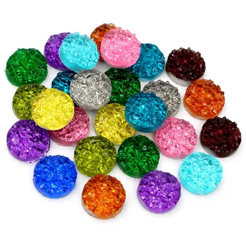 Accessoires de Cabochon en Résine Druzy Ronde à Dos Plat Pour la Fabrication de Bijoux DIY Texture Étincelante Matériaux Faits à Main