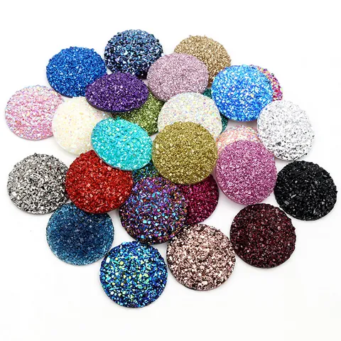 Round Resin Druzy Cabochons Sparkling Flatback Stones For DIY Jewelry Making Earrings Rings Pendants Craft Accessories