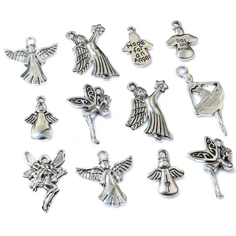 Antique Silver Zinc Alloy Angel Fairy Ballet Girl Charms For DIY Jewelry Making Necklaces Bracelets Vintage Craft Pendants