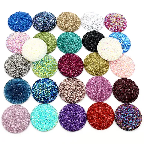 Round Resin Druzy Cabochons Sparkling Flatback Stones For DIY Jewelry Making Earrings Rings Pendants Craft Accessories