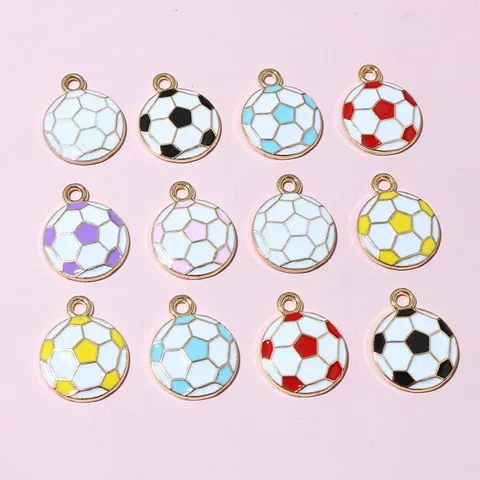 Alloy Soccer Ball Enamel Drip Oil Pendants Charms For DIY Handmade Jewelry Making Necklace Bracelet Round Football Charms
