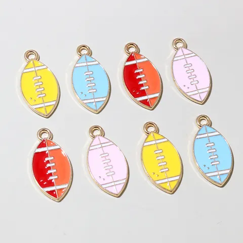 Rugby American Football Alloy Enamel Pendants Charms For DIY Jewelry Making Handicraft Materials Sports Style Accessories