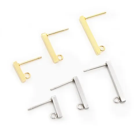 Edelstahl Quadrat Stab Ohrstecker Mit Schlaufe Gold Plattiert Gerade Stab Ohrringe Finden DIY Schmuckherstellung