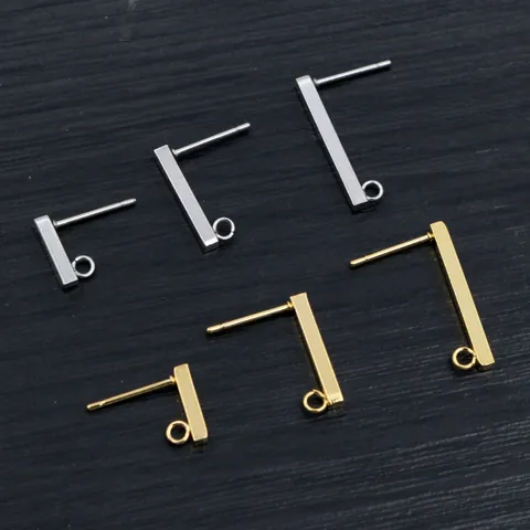 Edelstahl Quadrat Stab Ohrstecker Mit Schlaufe Gold Plattiert Gerade Stab Ohrringe Finden DIY Schmuckherstellung