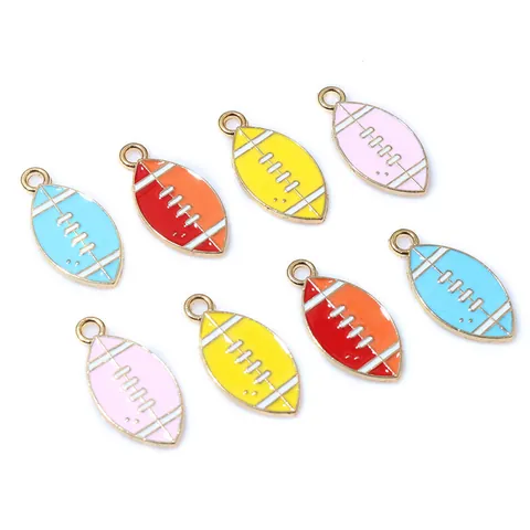 Rugby American Football Alloy Enamel Pendants Charms For DIY Jewelry Making Handicraft Materials Sports Style Accessories