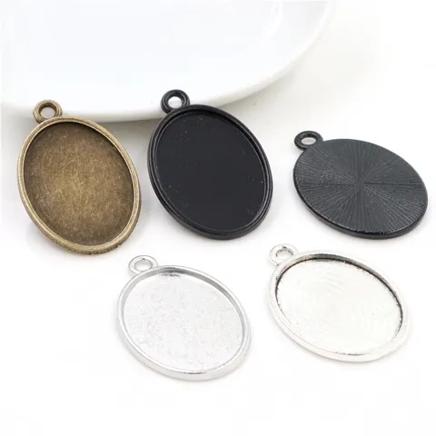 Vintage Zinc Alloy Oval Pendant Bezel Trays DIY Jewelry Making Cabochon Base Necklace Findings Bronze Silver Owl Shape