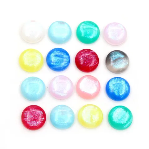 12mm Round Glitter Resin Cabochons Flatback Cat Eye Effect Beads For DIY Jewelry Making Scrapbooking Patches Craft Accessories