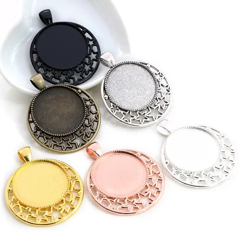 Alloy Pendant Trays Bezel Settings For DIY Jewelry Making Vintage Round Cabochon Base With Moon Star Cat Ear Designs Findings
