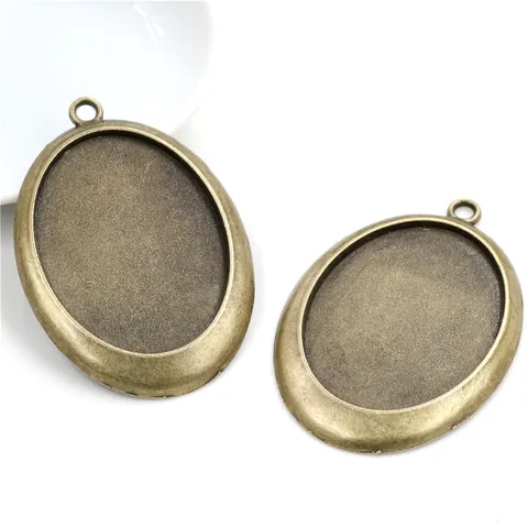 Vintage Alloy Oval Pendant Base Settings For DIY Jewelry Making Retro Style Time Gem Trays Crafting Accessories