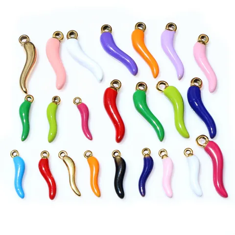 Edelstahl Vergoldet Emaille Chili Anhänger Italienisches Horn Cornicello Charms Für DIY Schmuckherstellung Zubehör