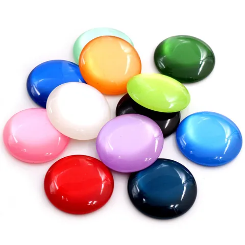 Runde Harz Cabochons Katzenaugeneffekt Flachrückseiten-Patch Poliert Glatte Oberfläche Schmuckherstellung Zubehör Für DIY Ohrringe Ring Halskette