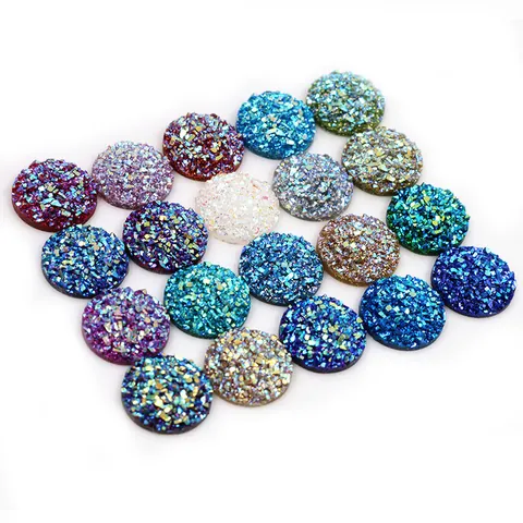 Cabochon in Resina Druzy Tondi a Dorso Piatto Toppe Glitter Scintillanti per Creazione Gioielli Fai da Te Collane Orecchini Accessori Artigianali