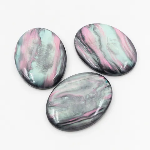 Cabochon en Résine Ovale à Dos Plat Texture Marbre Pierre Style Gemme Pour Fabrication de Bijoux Accessoire Bricolage Collier