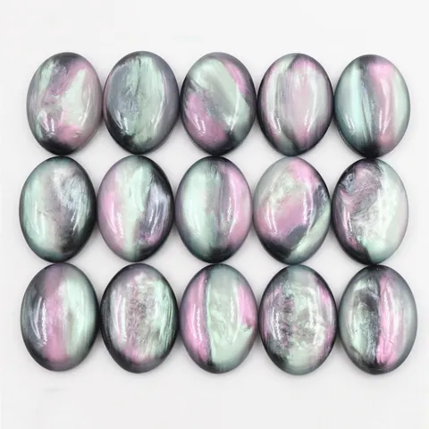Cabochon en Résine Ovale à Dos Plat Texture Marbre Pierre Style Gemme Pour Fabrication de Bijoux Accessoire Bricolage Collier
