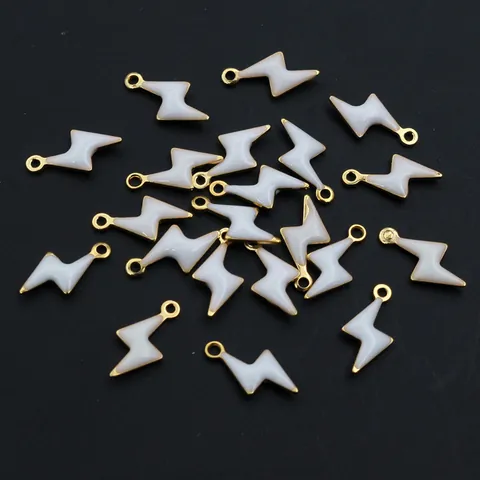 DIY Stainless Steel Lightning Bolt Enamel Pendant Colorful Drip Oil Charms For Handmade Necklace Bracelet Jewelry Making Accessories