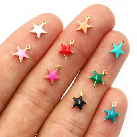 Stainless Steel Star Enamel Charms Gold Plated Small Star Pendants For DIY Jewelry Making Bracelet Necklace Findings