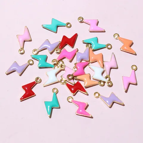 DIY Stainless Steel Lightning Bolt Enamel Pendant Colorful Drip Oil Charms For Handmade Necklace Bracelet Jewelry Making Accessories