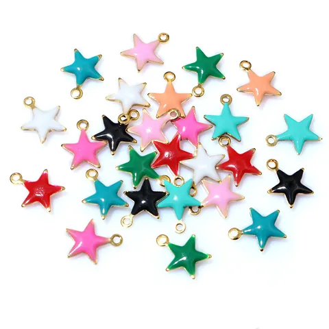 Stainless Steel Star Enamel Charms Gold Plated Small Star Pendants For DIY Jewelry Making Bracelet Necklace Findings