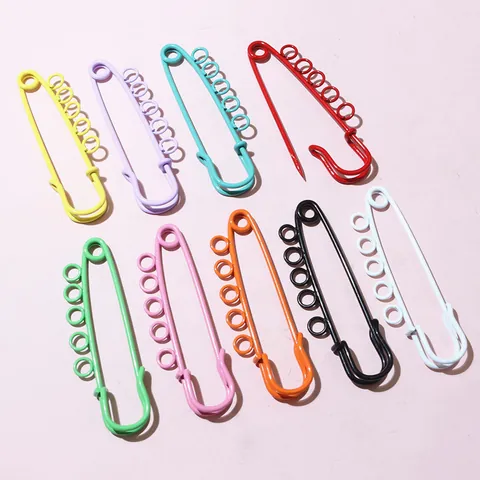 Colorful Painted Iron Safety Pins With Three Or Five Loops For DIY Jewelry Making Crafts Charms Brooch Finding Connector
