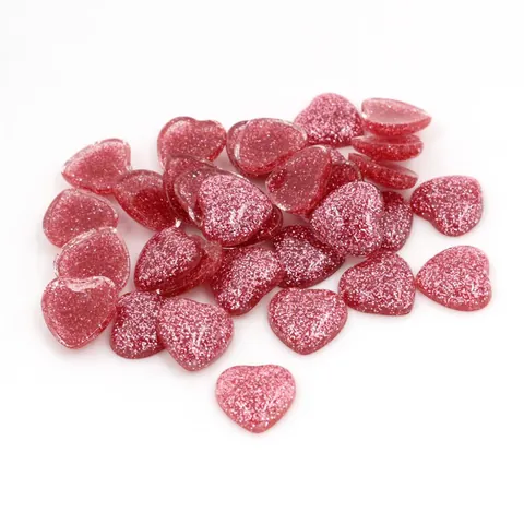 Cabochons en Résine Pailletée en Forme de Cœur pour Fabrication de Bijoux DIY Patch de Pierre Précieuse Cœur Flatback pour Accessoires d'Artisanat