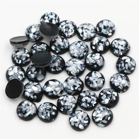 Cabochon Rotondo in Resina Trama Conchiglia Accessori Fai da Te Creazione Gioielli Fondo Piatto per Collane Orecchini Bianco Rosa Blu Nero