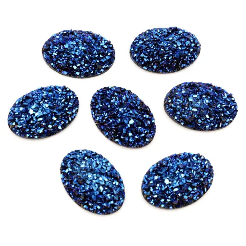 Cabochons en Résine Druzy Ovales Patchs à Dos Plat Pailletés Pour la Fabrication de Bijoux DIY Boucles d'Oreilles Bagues Décoration