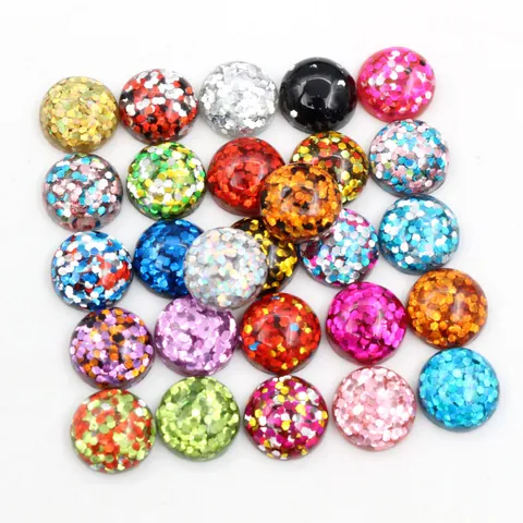 Cabochons Druzy en Résine Pailletée Ronds Flatback Paillettes Incrustées Pour Fabrication de Bijoux DIY Accessoires Étincelant