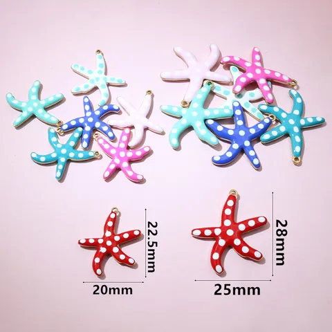 Stainless Steel Real Gold Plated Starfish Enamel Charms Polka Dot Sea Star Pendants For DIY Jewelry Making Accessories