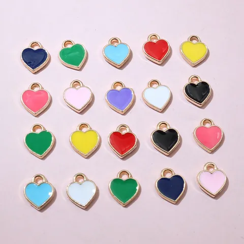 Mini Heart Pendants Zinc Alloy Enamel Drip Oil Charms For DIY Jewelry Making Necklace Bracelet Accessory Women Girl Gift
