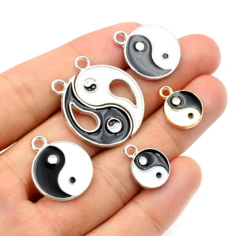 Alloy Drip Oil Tai Chi Yin Yang Pendants DIY Handcrafted Jewelry Making Accessories Enamel Charms Necklace Bracelet Parts