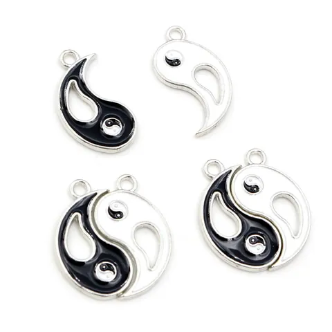 Alloy Drip Oil Tai Chi Yin Yang Pendants DIY Handcrafted Jewelry Making Accessories Enamel Charms Necklace Bracelet Parts