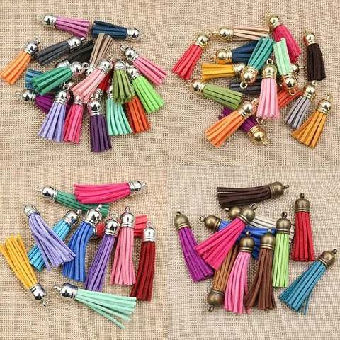 Faux Suede Tassel Pendants With Zinc Alloy Cap For DIY Jewelry Making Keychain Charm Accessories Multicolor Tassel Pendant Findings