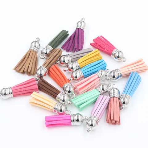 Faux Suede Tassel Pendants With Zinc Alloy Cap For DIY Jewelry Making Keychain Charm Accessories Multicolor Tassel Pendant Findings