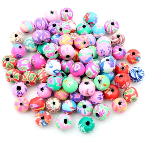Perles en Pâte Polymère Multicolores Fleur Millefiori Rondes en Vrac pour Fabrication de Bijoux Bracelets Colliers DIY Accessoires d'Artisanat
