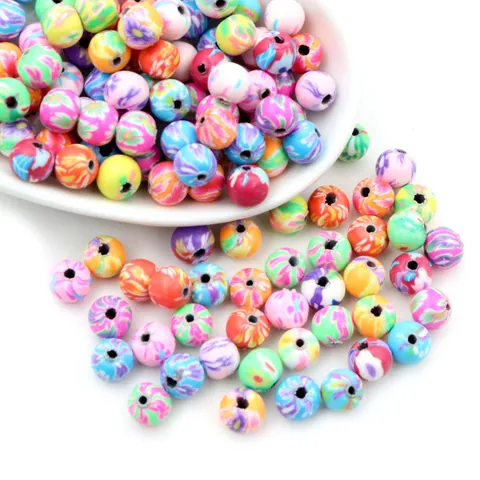 Perles en Pâte Polymère Multicolores Fleur Millefiori Rondes en Vrac pour Fabrication de Bijoux Bracelets Colliers DIY Accessoires d'Artisanat